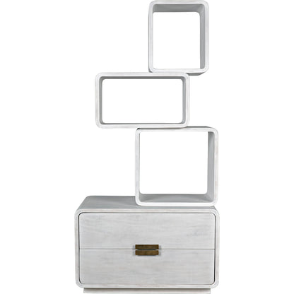 Belini Bookcase by Noir in white wash. Made from mahogany in a eclectic & global style.