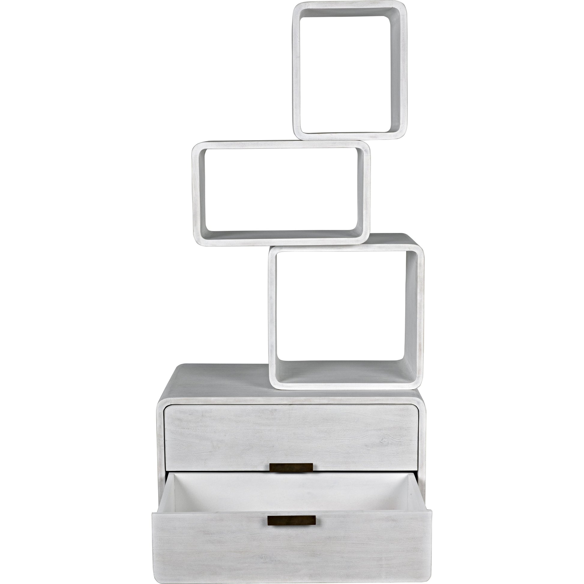 Belini Bookcase by Noir in white wash. Made from mahogany in a eclectic & global style.