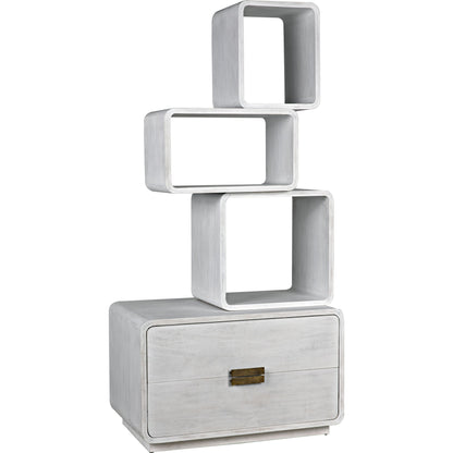 Belini Bookcase by Noir in white wash. Made from mahogany in a eclectic & global style.