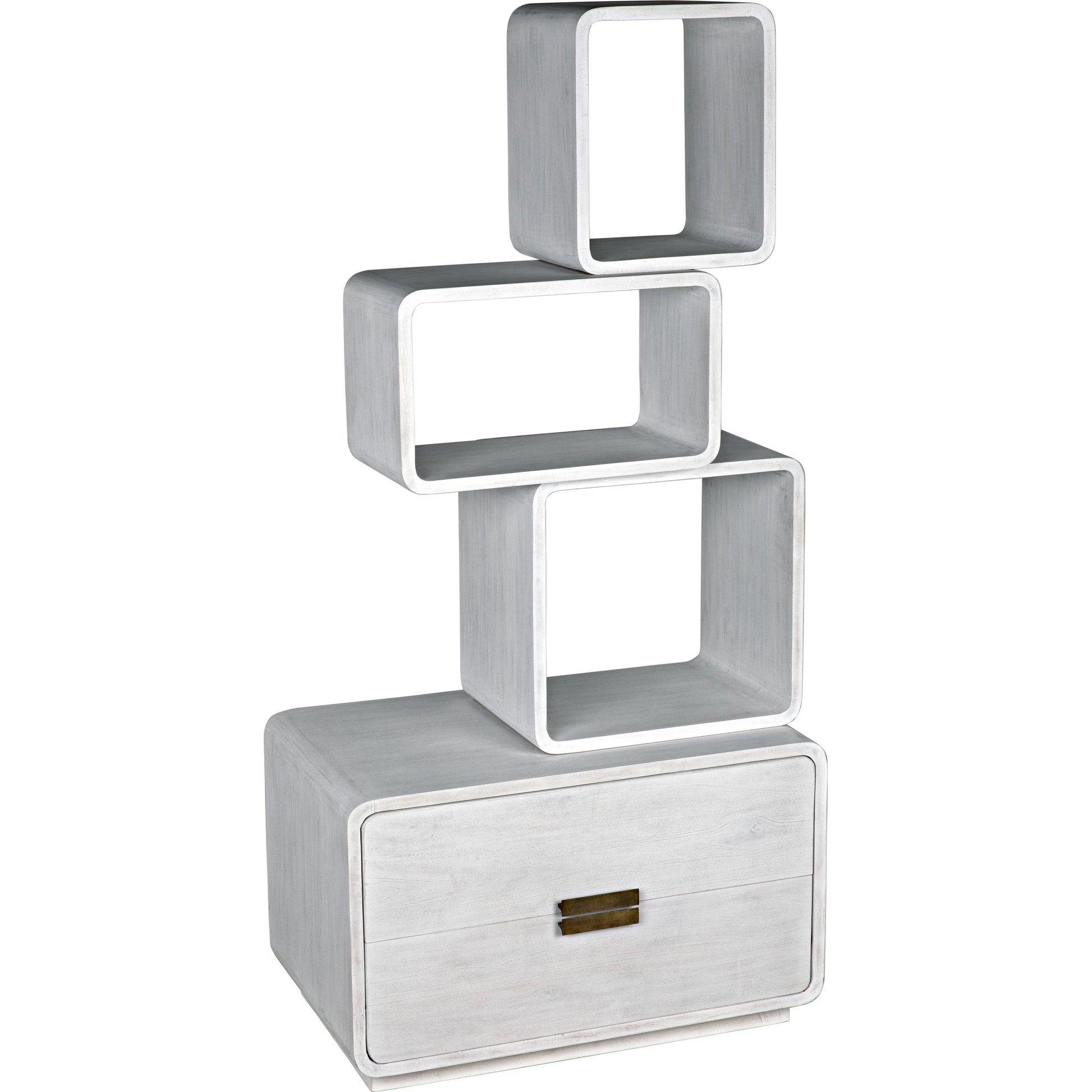 Belini Bookcase by Noir in white wash. Made from mahogany in a eclectic & global style.