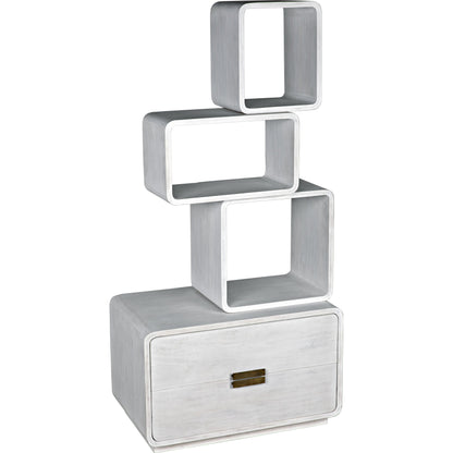 Belini Bookcase by Noir in white wash. Made from mahogany in a eclectic & global style.