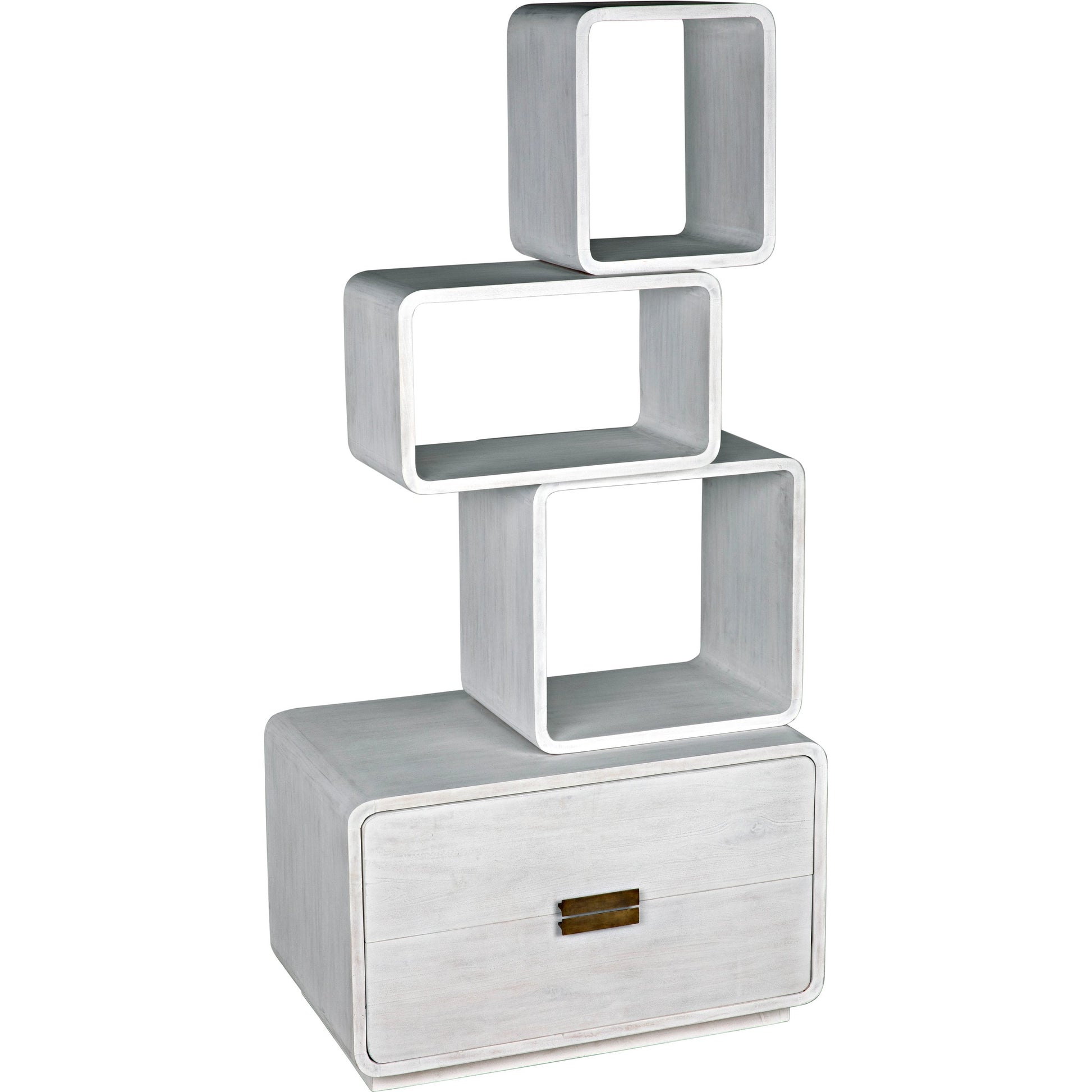 Belini Bookcase by Noir in white wash. Made from mahogany in a eclectic & global style.