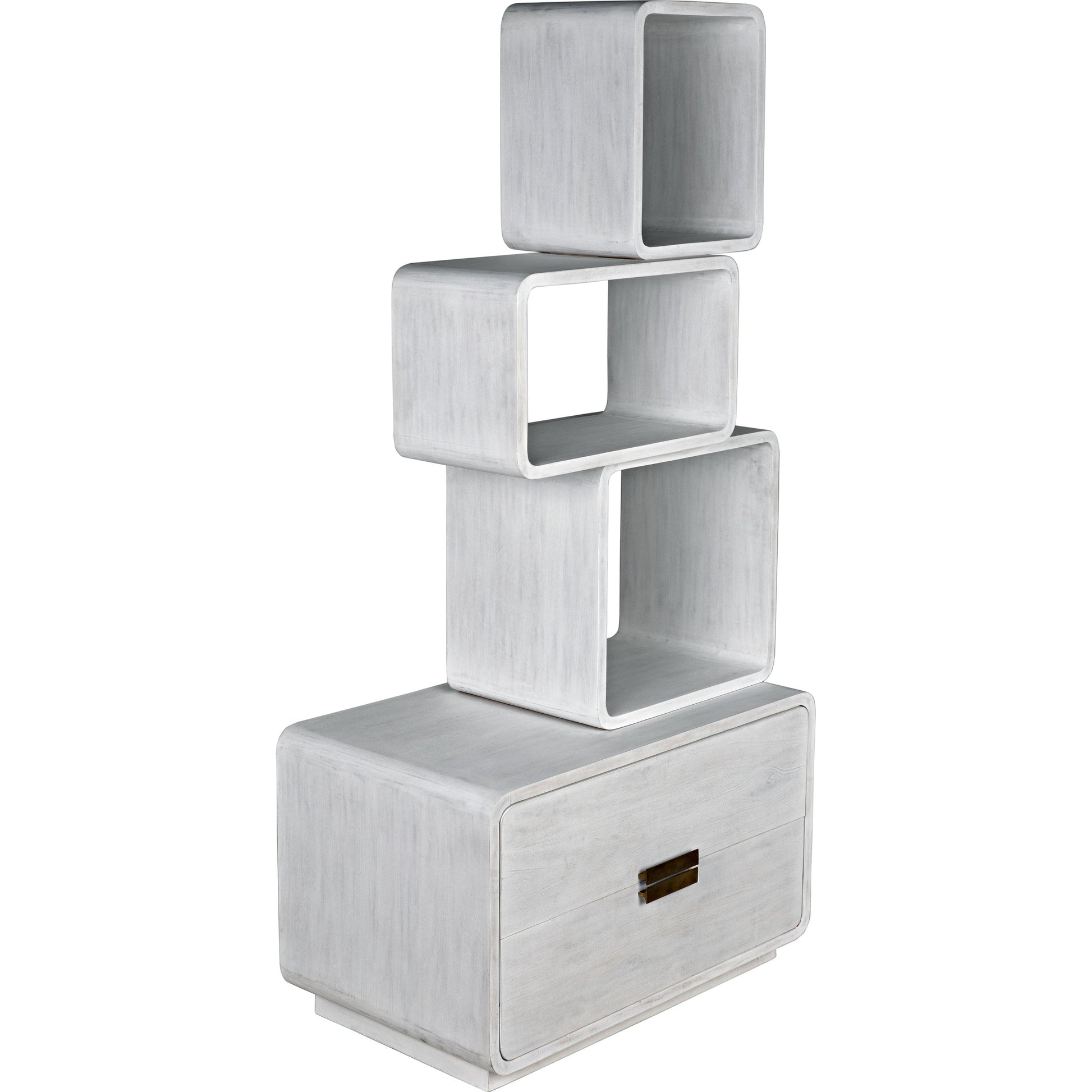 Belini Bookcase by Noir in white wash. Made from mahogany in a eclectic & global style.