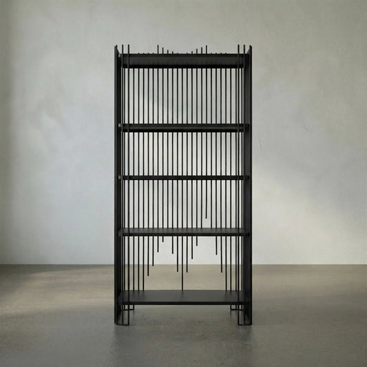 Mila Bookcase by Noir in matte black. Made from industrial steel in a modern style.