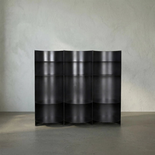 Fassbender Bookcase by Noir in matte black. Made from industrial steel in a modern style.