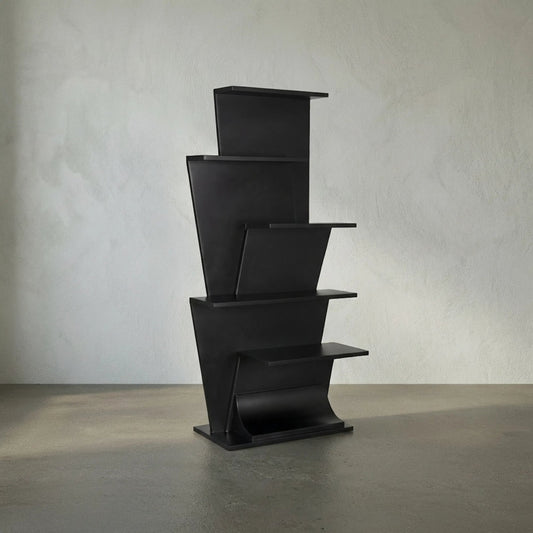 Zelda Bookcase by Noir in matte black. Made from industrial steel in a modern style.