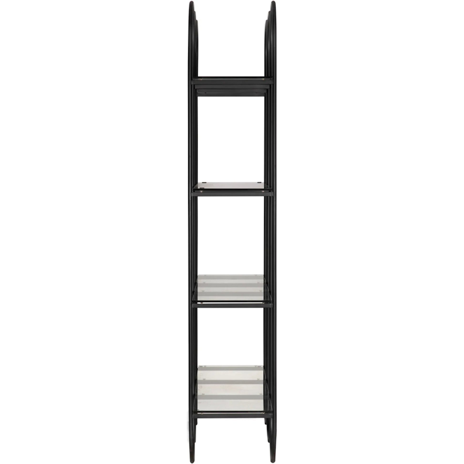 Ulla Bookcase by Noir in matte black. Made from industrial steel, glass in a modern style.