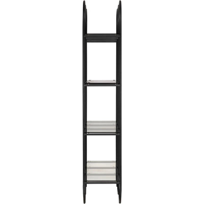 Ulla Bookcase by Noir in matte black. Made from industrial steel, glass in a modern style.