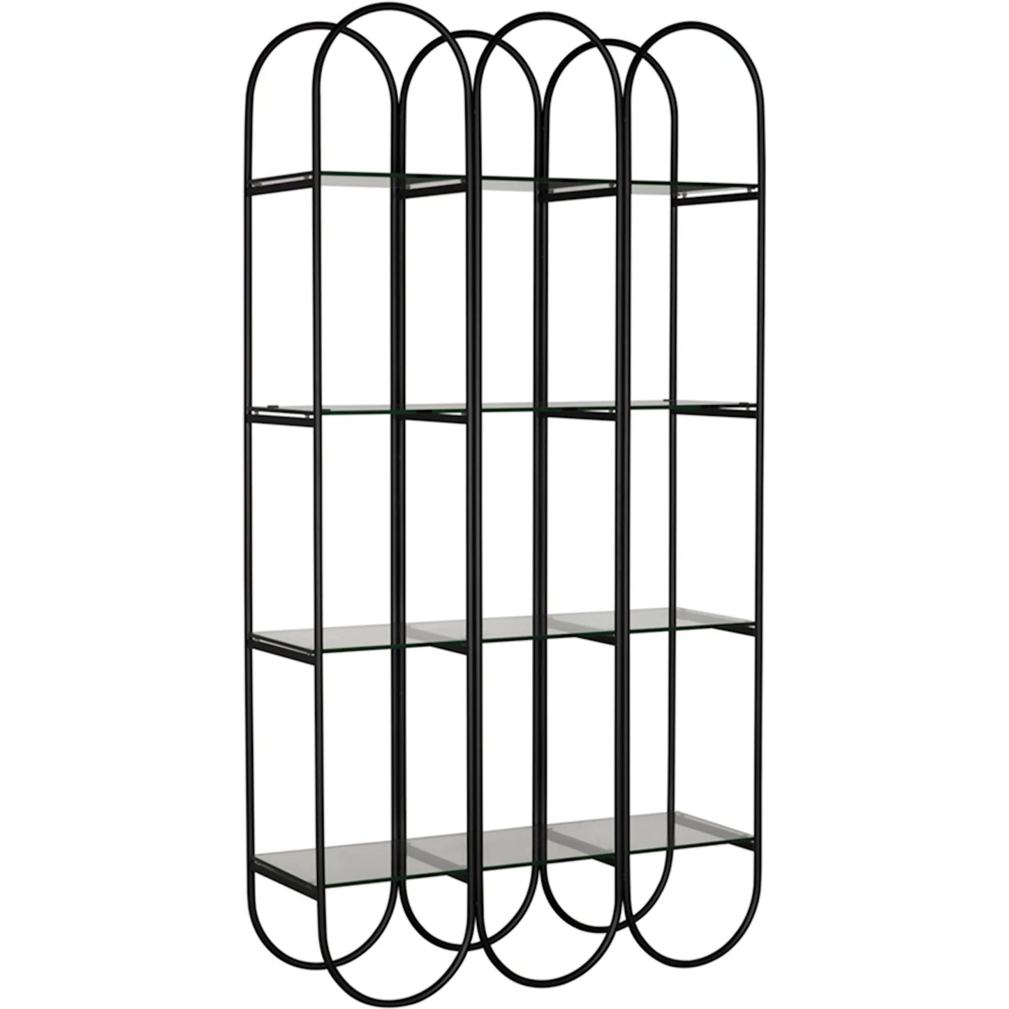 000 SI-2298767 | Primary Silo | Ulla Bookcase by Noir in matte black. Made from industrial steel, glass in a modern style.