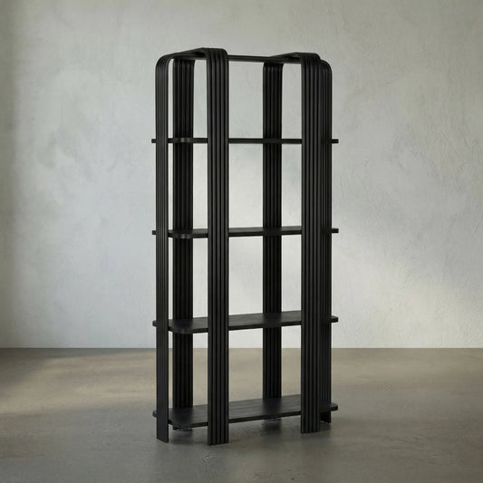 Giza Bookcase by Noir in matte black. Made from industrial steel in a modern style.