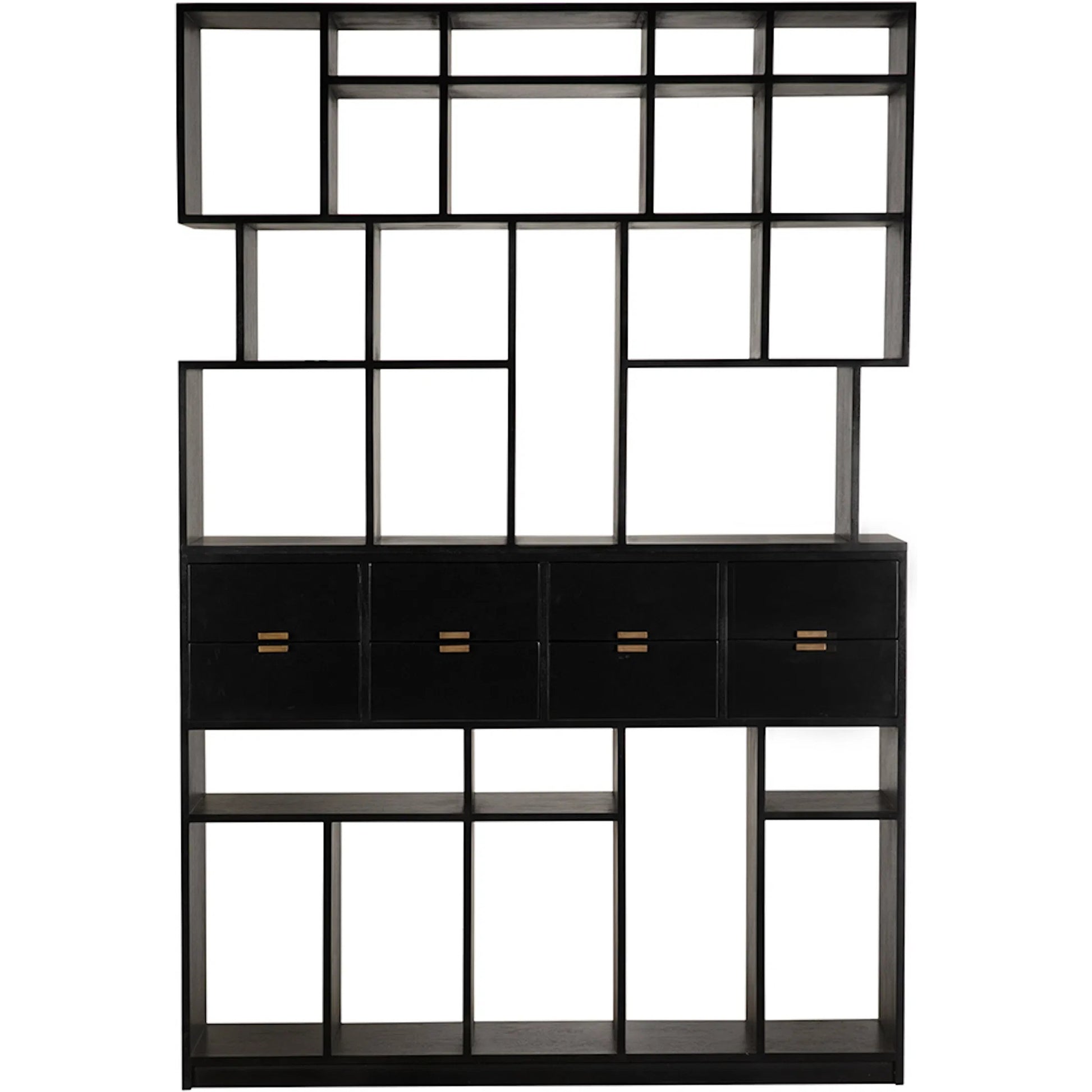 Grobius Bookcase by Noir in hand rubbed black. Made from mahogany, veneer, brass pull in a modern style.