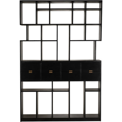 Grobius Bookcase by Noir in hand rubbed black. Made from mahogany, veneer, brass pull in a modern style.