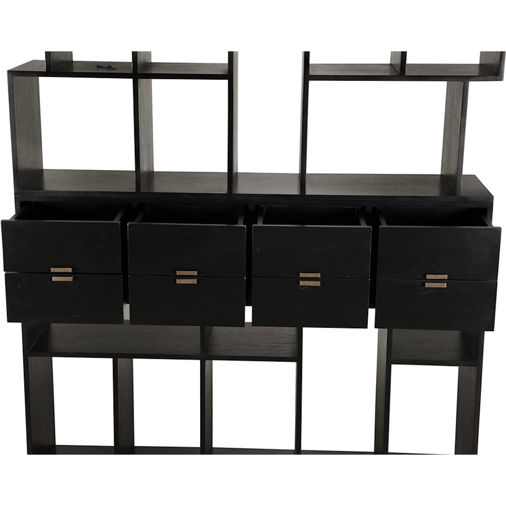 Grobius Bookcase by Noir in hand rubbed black. Made from mahogany, veneer, brass pull in a modern style.