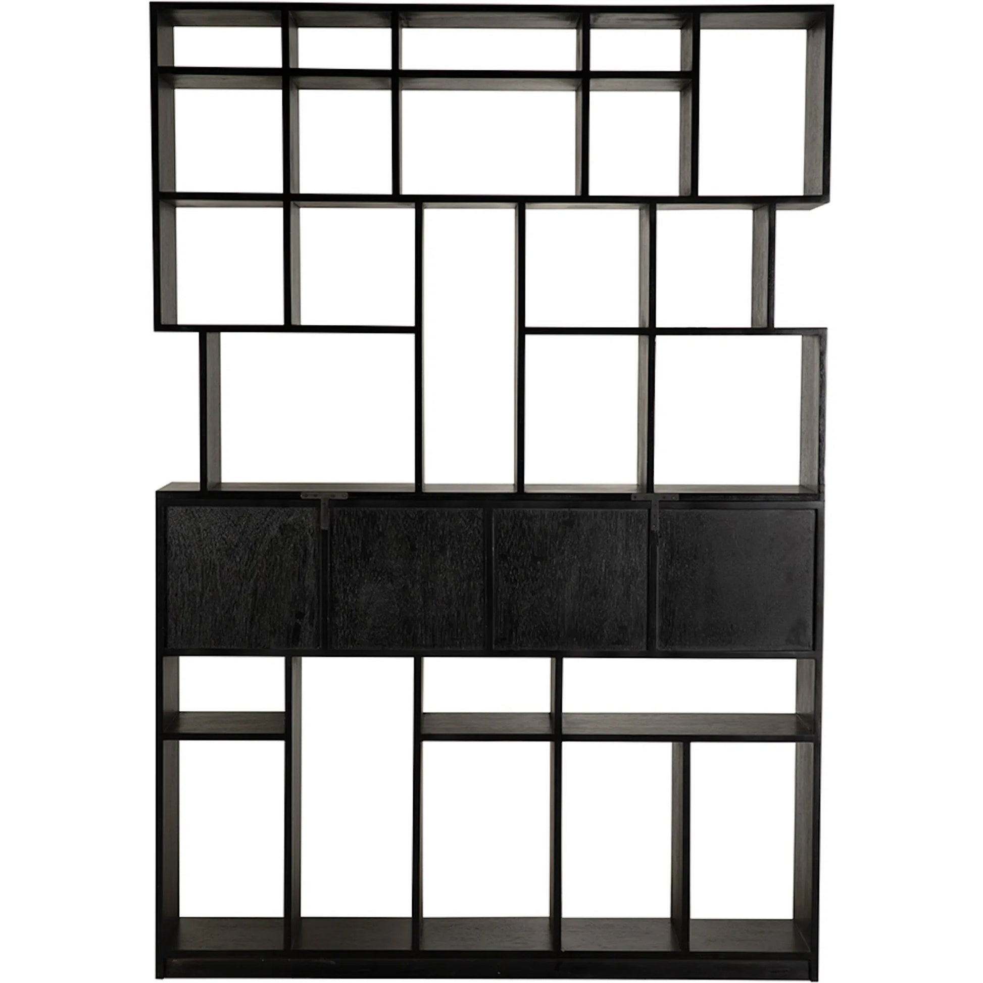 Grobius Bookcase by Noir in hand rubbed black. Made from mahogany, veneer, brass pull in a modern style.