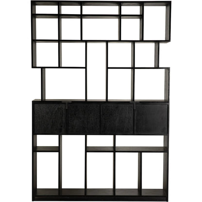 Grobius Bookcase by Noir in hand rubbed black. Made from mahogany, veneer, brass pull in a modern style.