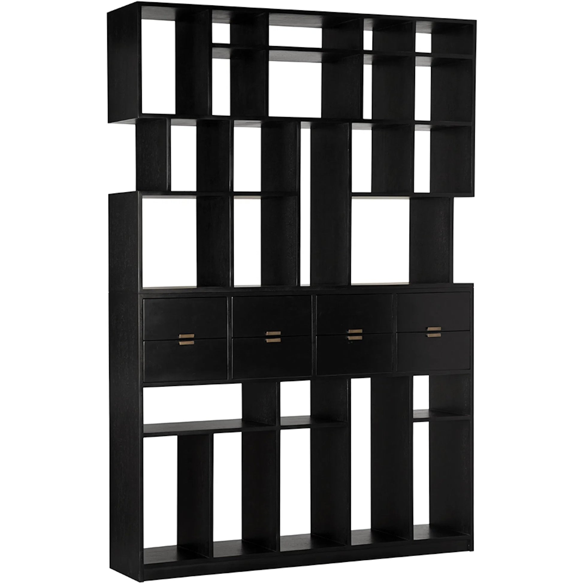Grobius Bookcase by Noir in hand rubbed black. Made from mahogany, veneer, brass pull in a modern style.