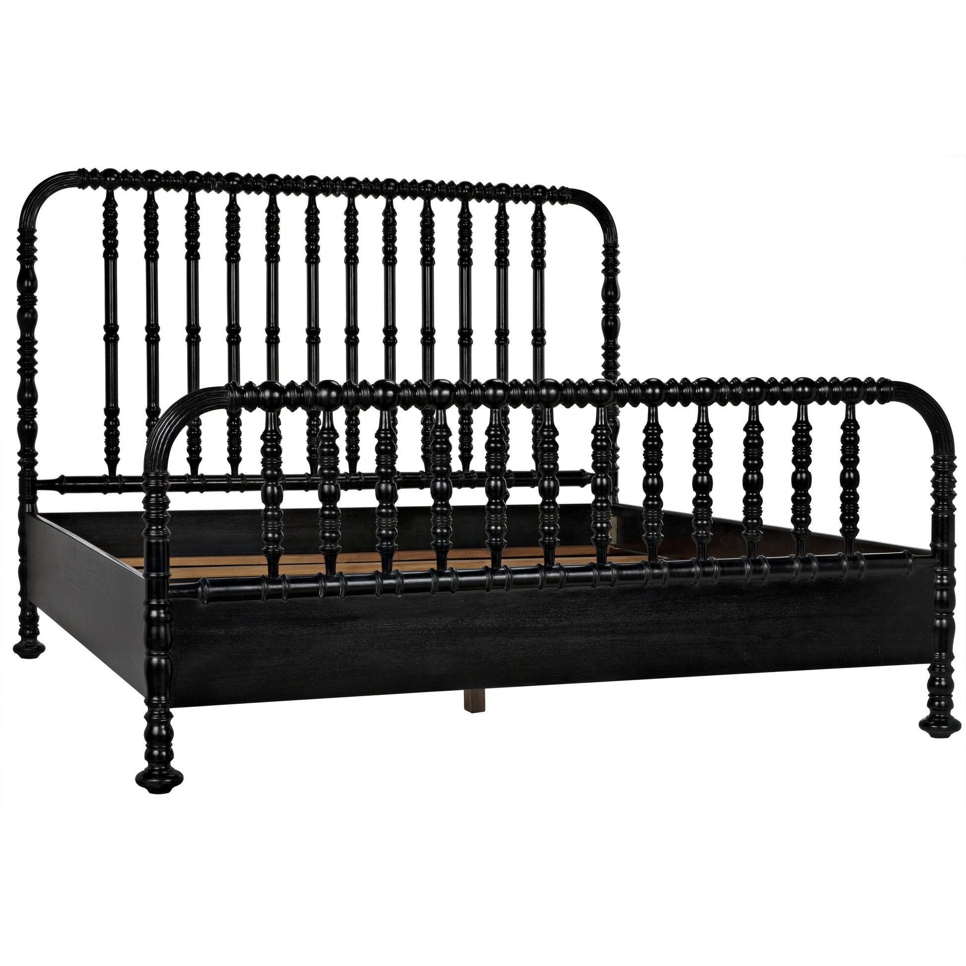Bachelor Bed by Noir in hand rubbed black. Made from mahogany in a cottage & farmhouse style.