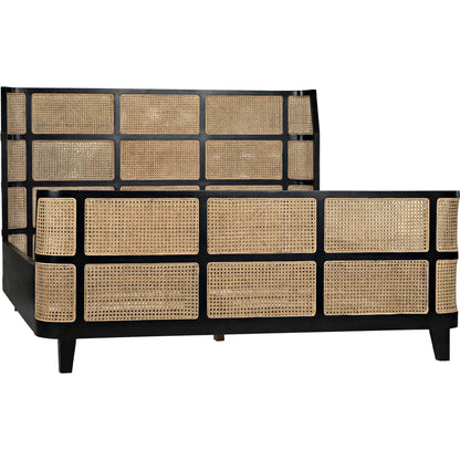 Porto Bed by Noir in hand rubbed black. Made from mahogany in a eclectic & global style.