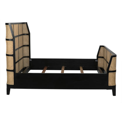 Porto Bed by Noir in hand rubbed black. Made from mahogany in a eclectic & global style.