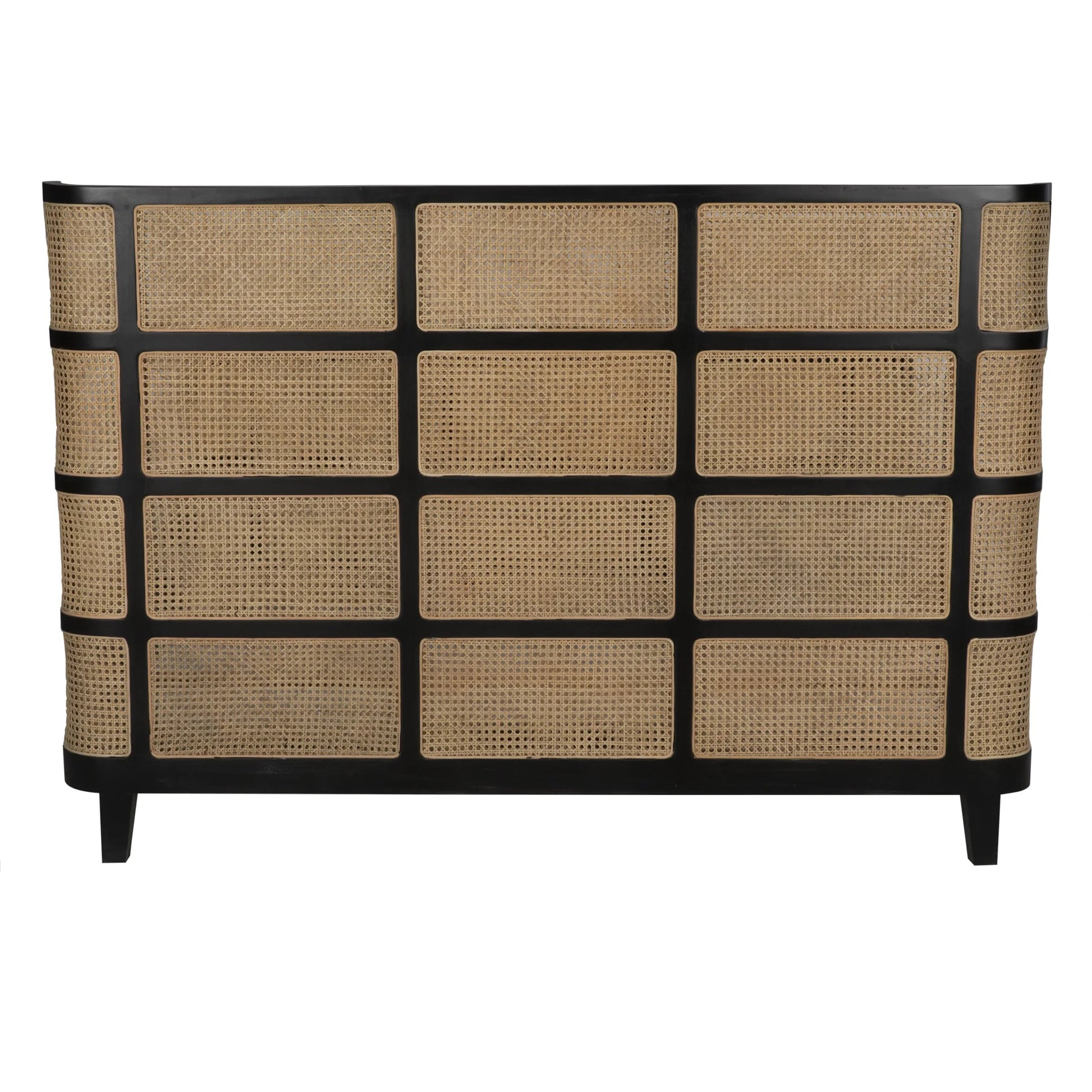 Porto Bed by Noir in hand rubbed black. Made from mahogany in a eclectic & global style.