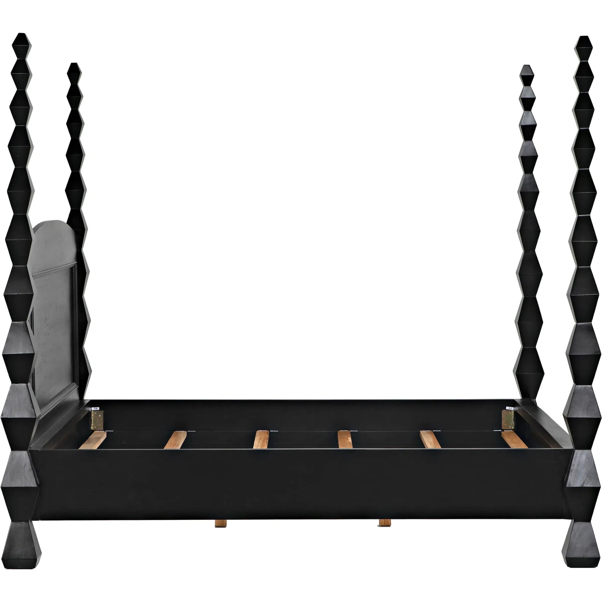 Brancusi Bed by Noir in hand rubbed black. Made from mahogany in a eclectic & global style.