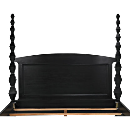Brancusi Bed by Noir in hand rubbed black. Made from mahogany in a eclectic & global style.