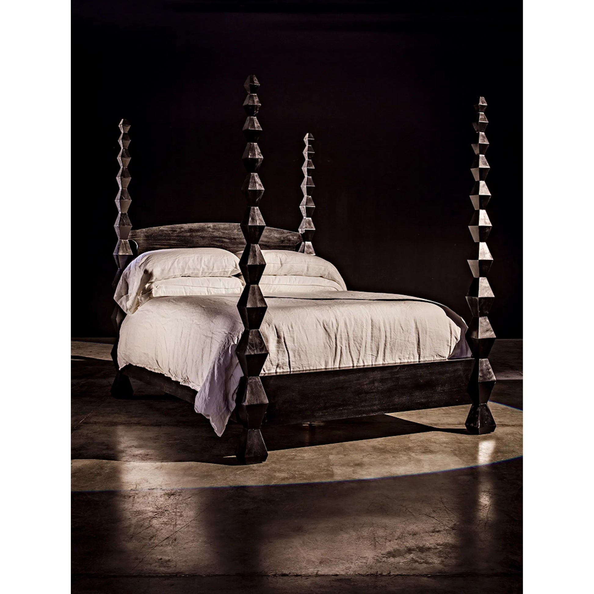 Brancusi Bed by Noir in hand rubbed black. Made from mahogany in a eclectic & global style.