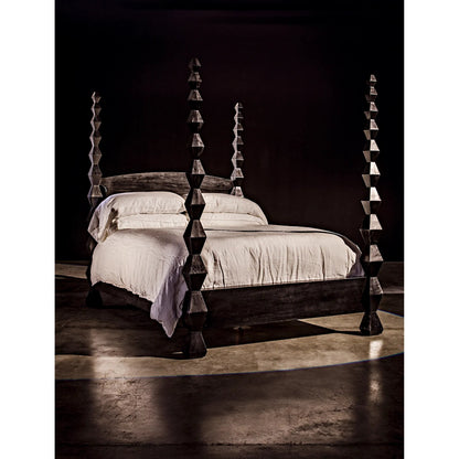 Brancusi Bed by Noir in hand rubbed black. Made from mahogany in a eclectic & global style.