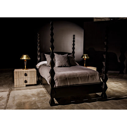 Brancusi Bed by Noir in hand rubbed black. Made from mahogany in a eclectic & global style.