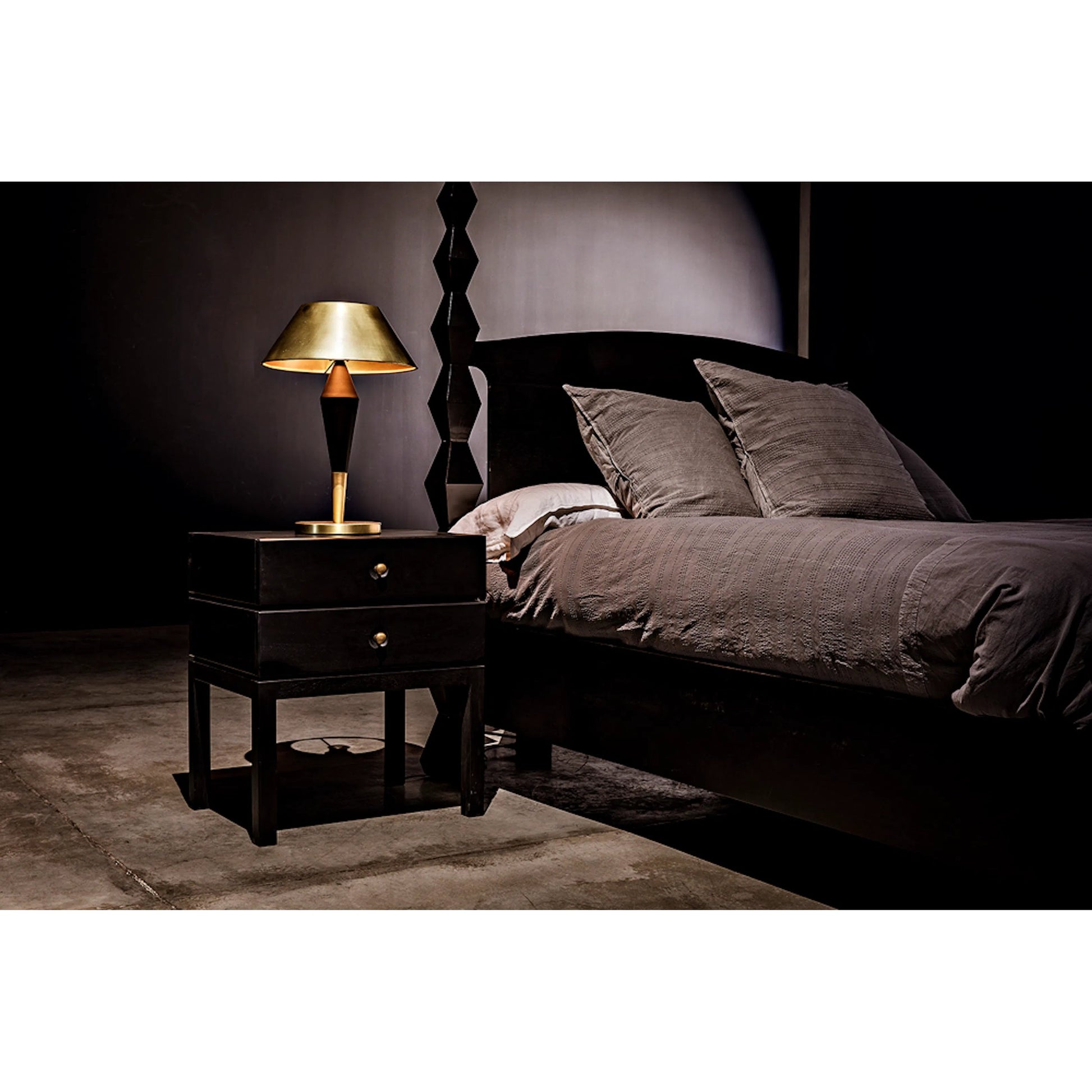 Brancusi Bed by Noir in hand rubbed black. Made from mahogany in a eclectic & global style.