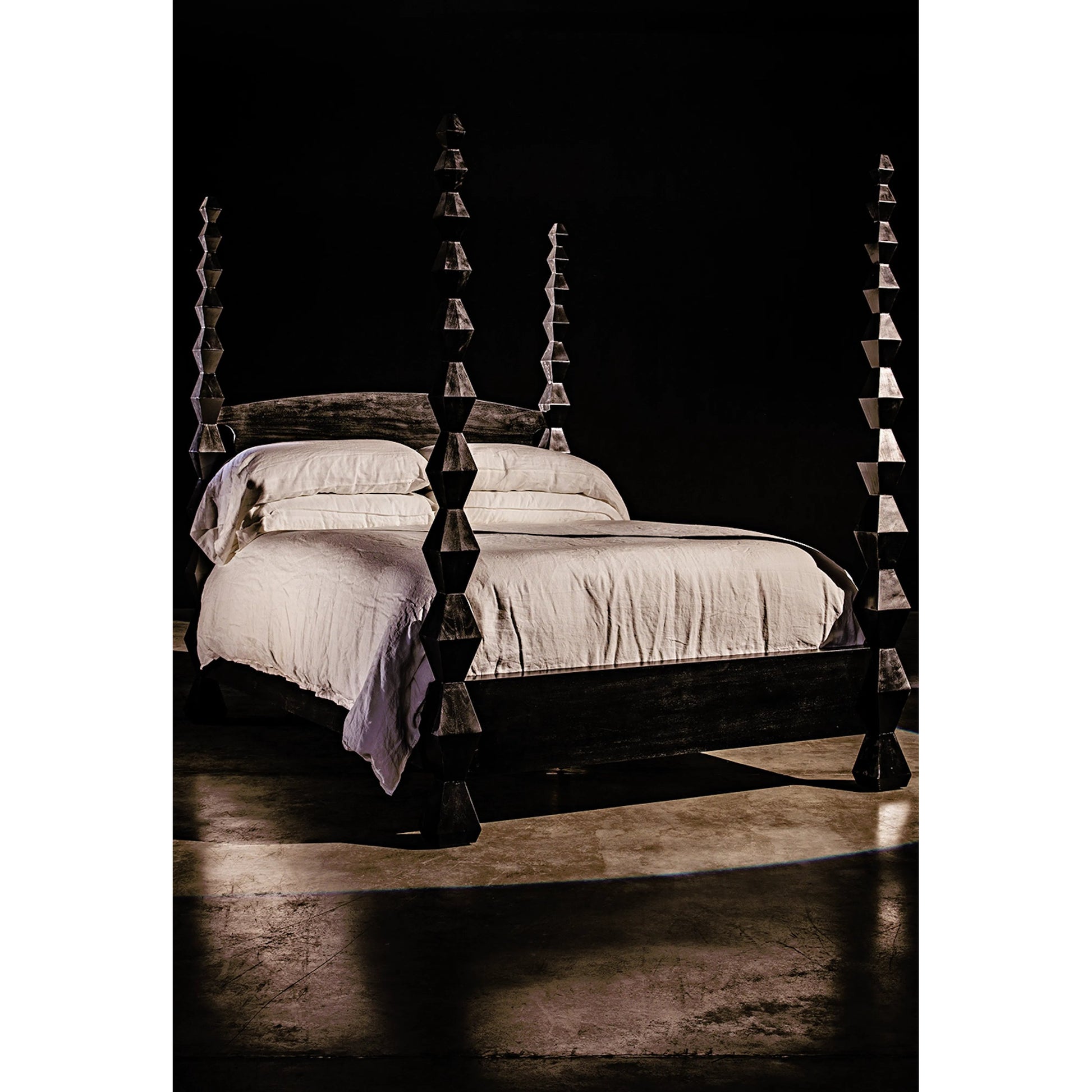 Brancusi Bed by Noir in hand rubbed black. Made from mahogany in a eclectic & global style.