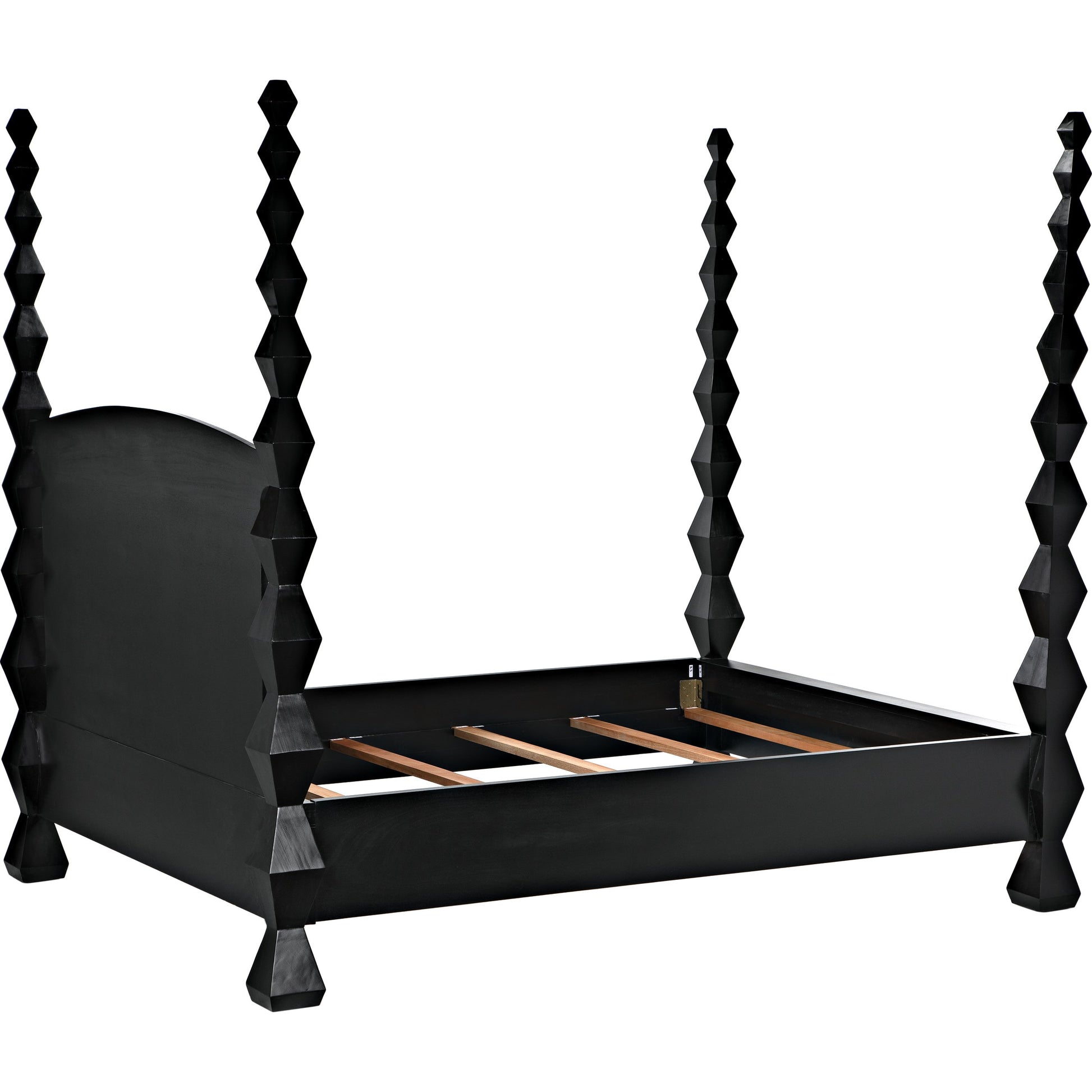 Brancusi Bed by Noir in hand rubbed black. Made from mahogany in a eclectic & global style.