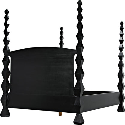 Brancusi Bed by Noir in hand rubbed black. Made from mahogany in a eclectic & global style.