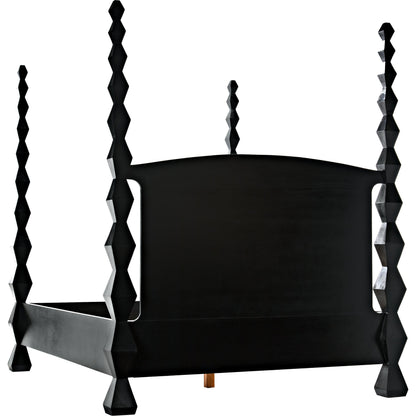Brancusi Bed by Noir in hand rubbed black. Made from mahogany in a eclectic & global style.