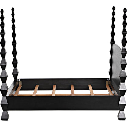 Brancusi Bed by Noir in hand rubbed black. Made from mahogany in a eclectic & global style.