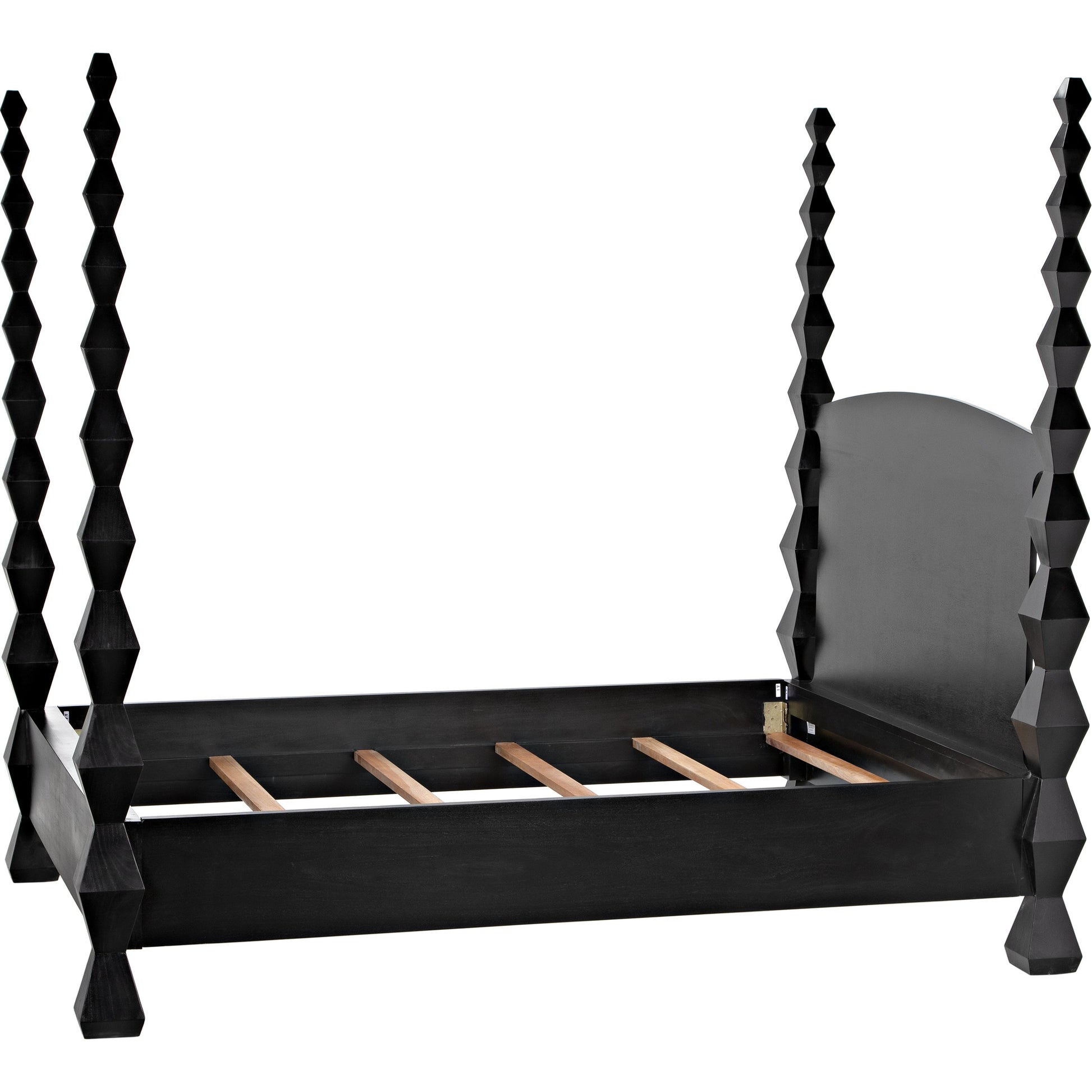 Brancusi Bed by Noir in hand rubbed black. Made from mahogany in a eclectic & global style.