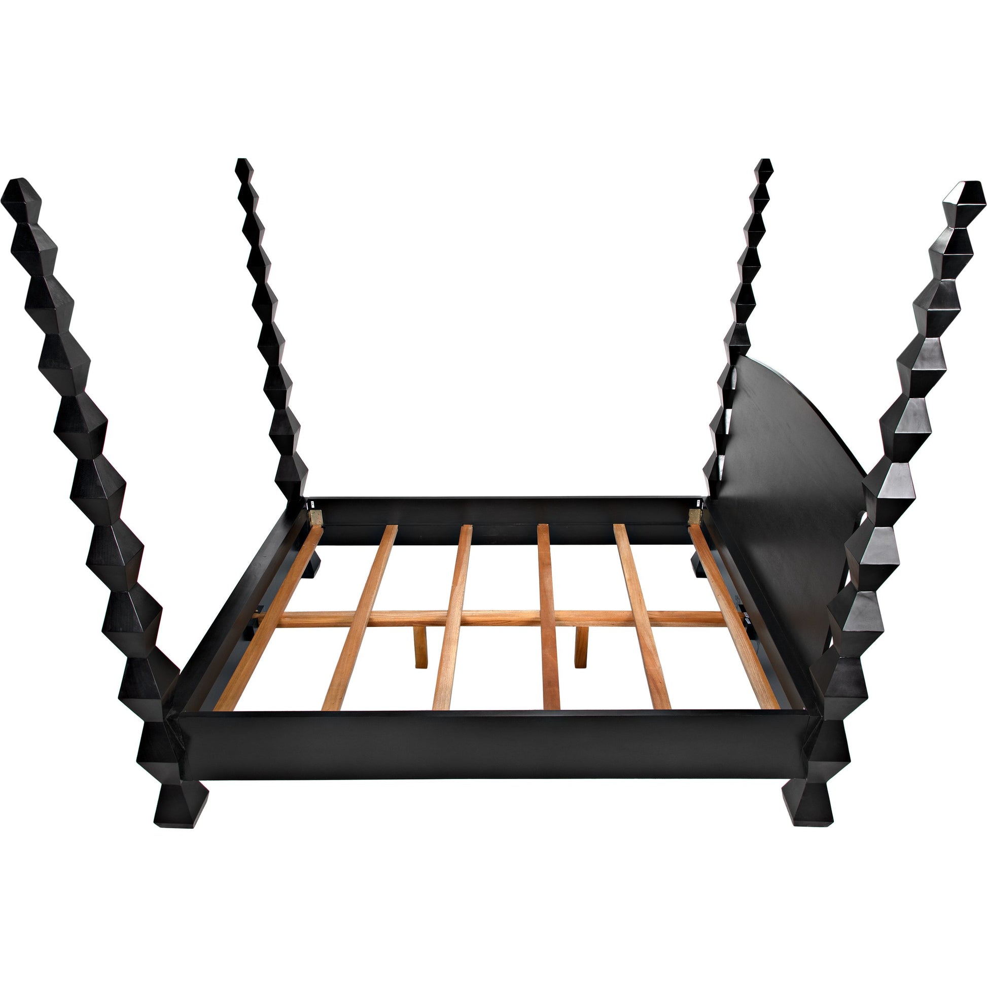 Brancusi Bed by Noir in hand rubbed black. Made from mahogany in a eclectic & global style.