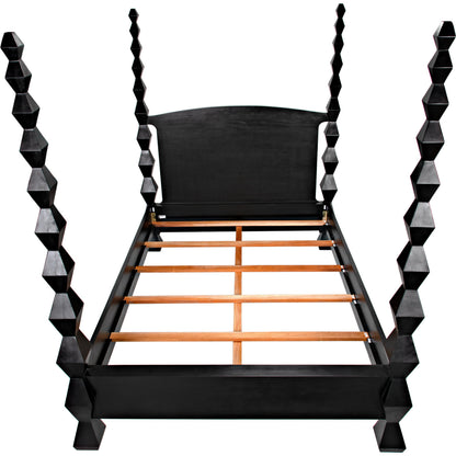 Brancusi Bed by Noir in hand rubbed black. Made from mahogany in a eclectic & global style.