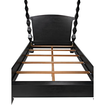 Brancusi Bed by Noir in hand rubbed black. Made from mahogany in a eclectic & global style.