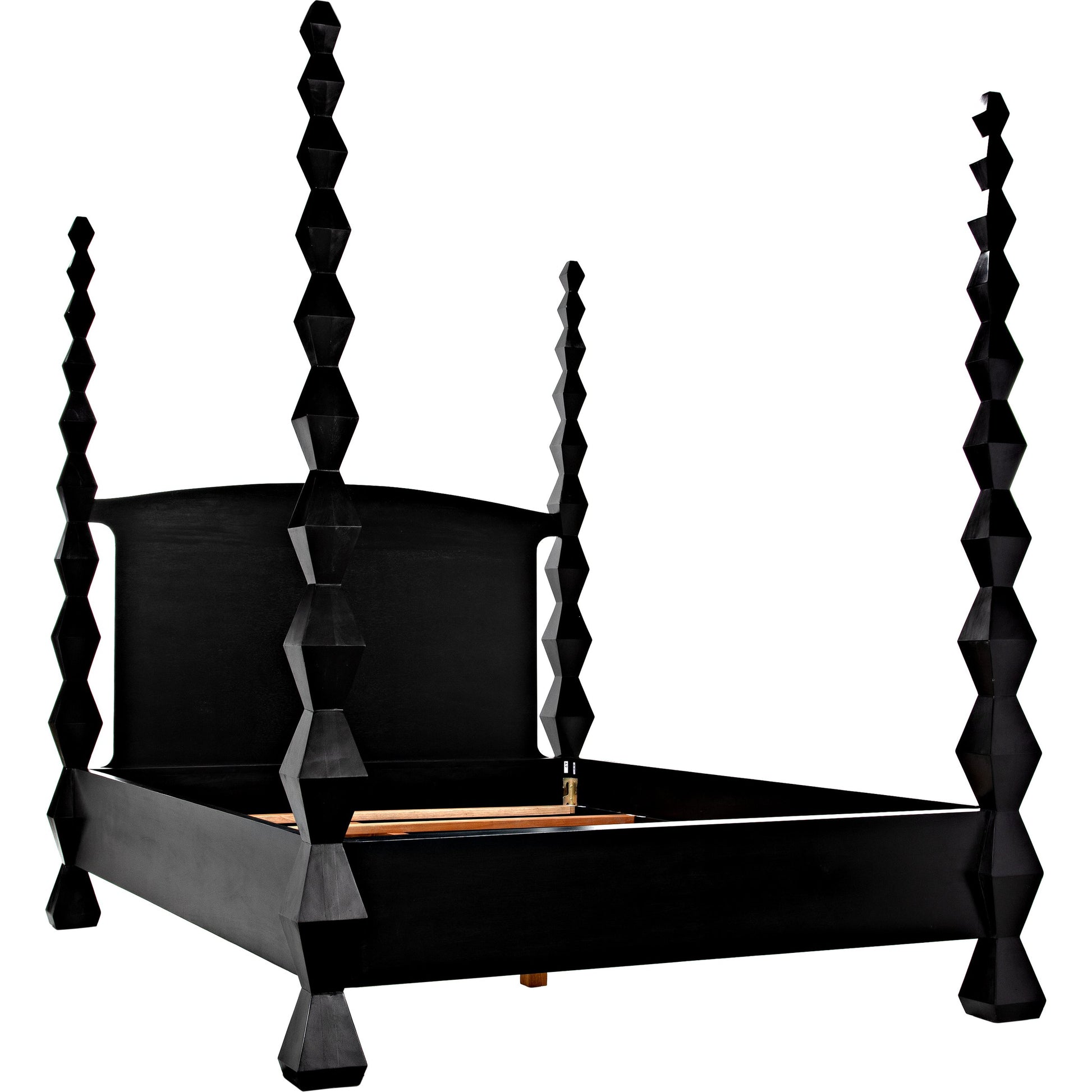 Brancusi Bed by Noir in hand rubbed black. Made from mahogany in a eclectic & global style.
