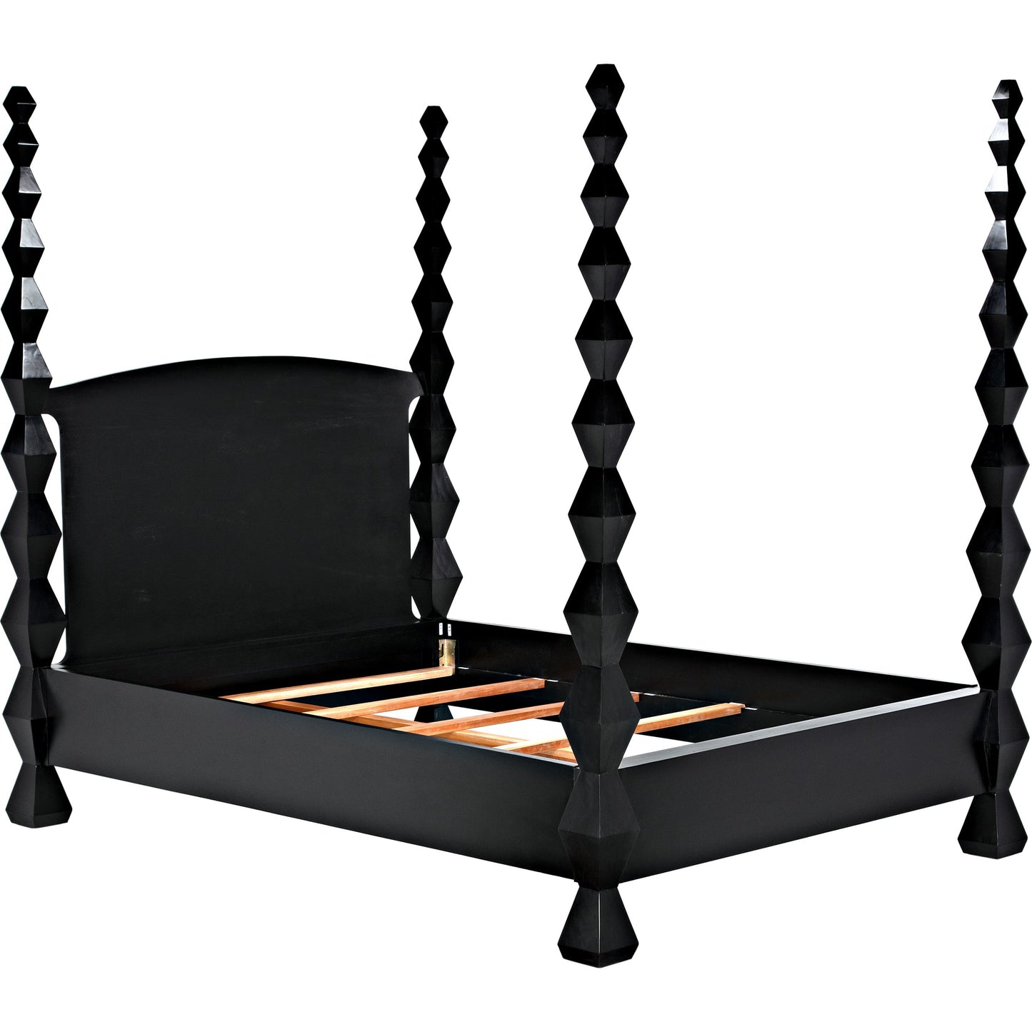 003 SI-1755517 | Additional Silo | Brancusi Bed by Noir in hand rubbed black. Made from mahogany in a eclectic & global style.