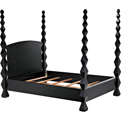 Brancusi Bed by Noir in hand rubbed black. Made from mahogany in a eclectic & global style.