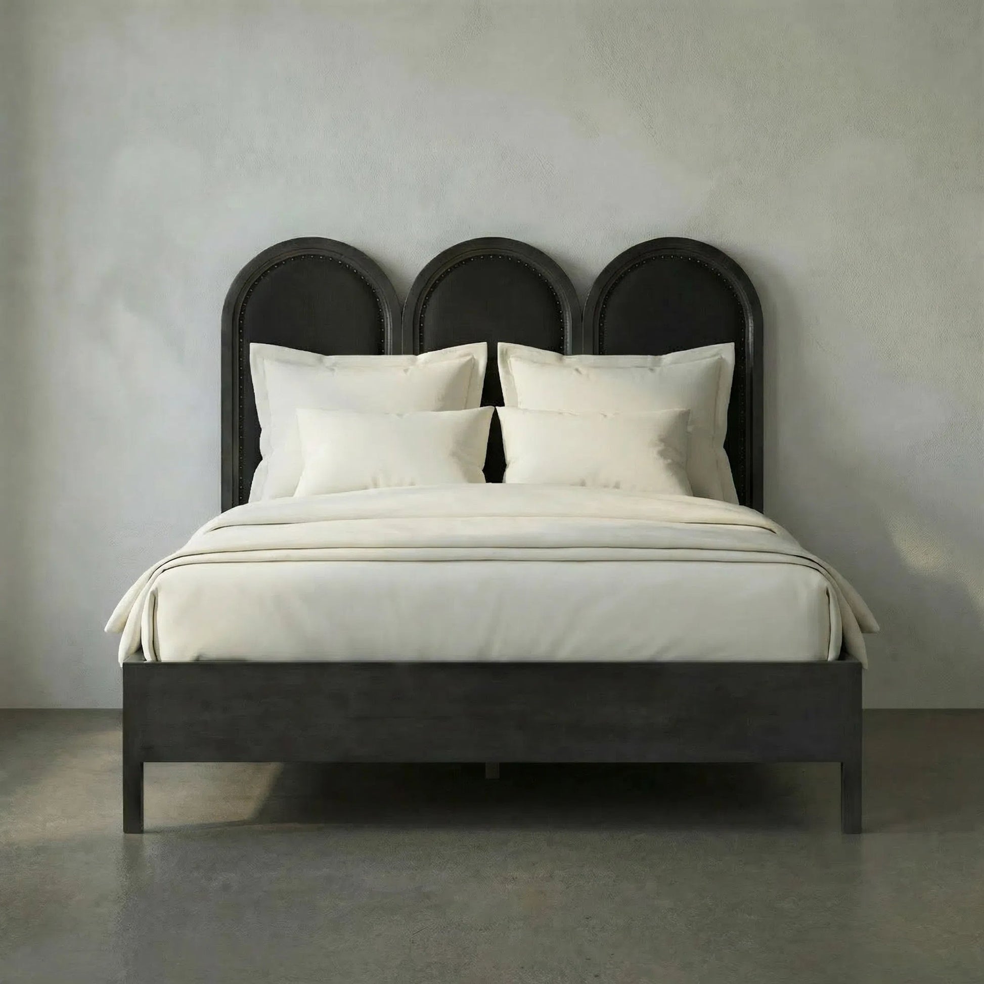 Arch Bed by Noir in pale. Made from unique in a transitional style.