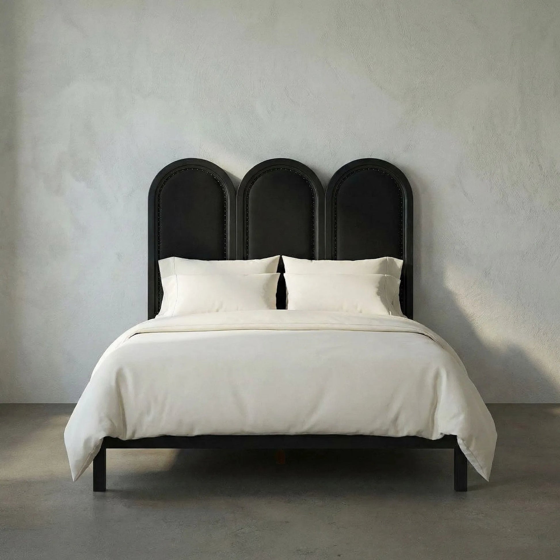 Arch Bed by Noir in pale. Made from unique in a transitional style.