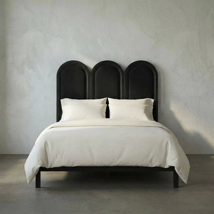 Arch Bed by Noir in pale. Made from unique in a transitional style.