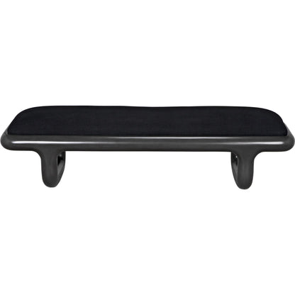Sigmund Bench by Noir in pale. Made from mahogany and black cotton in a modern style.