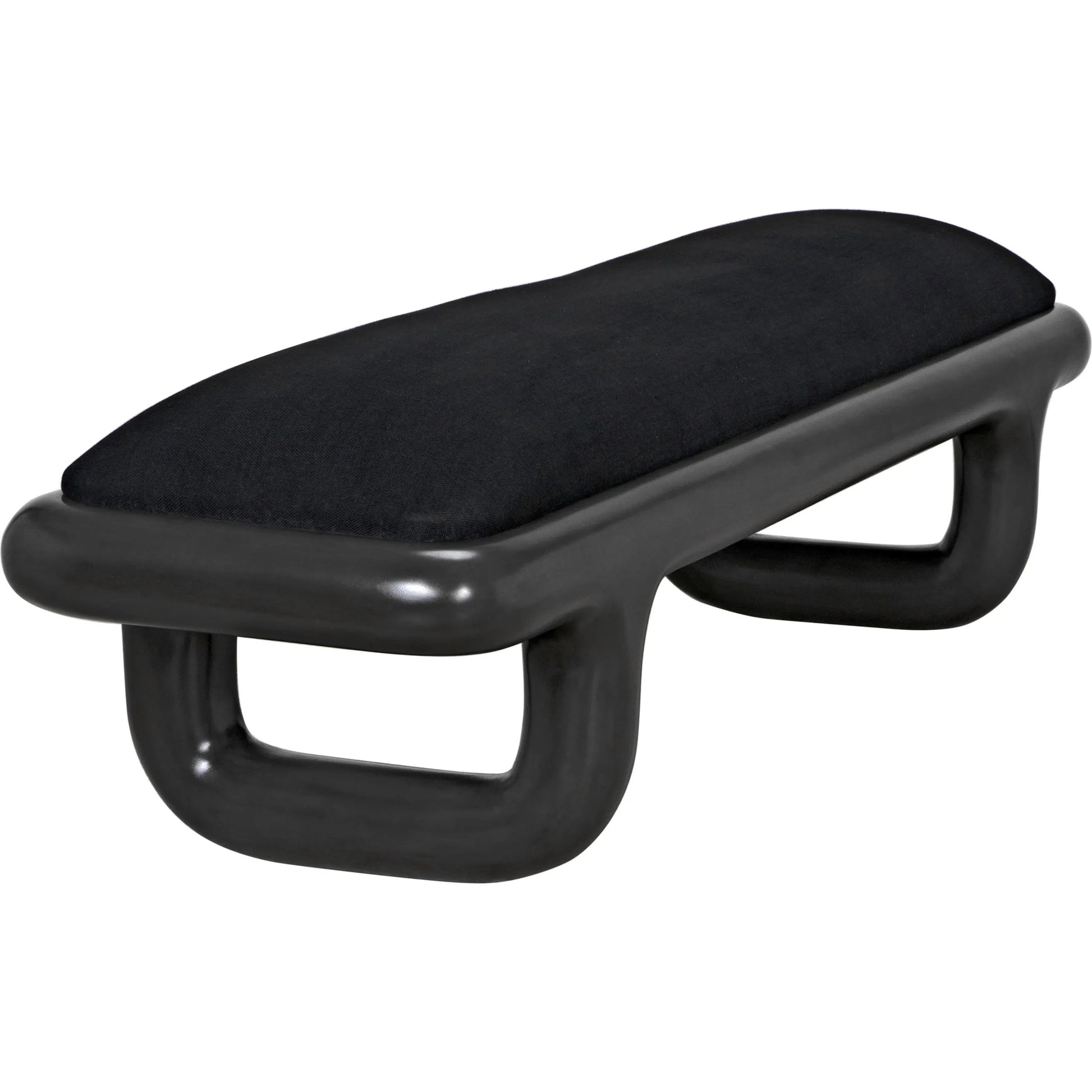 Sigmund Bench by Noir in pale. Made from mahogany and black cotton in a modern style.
