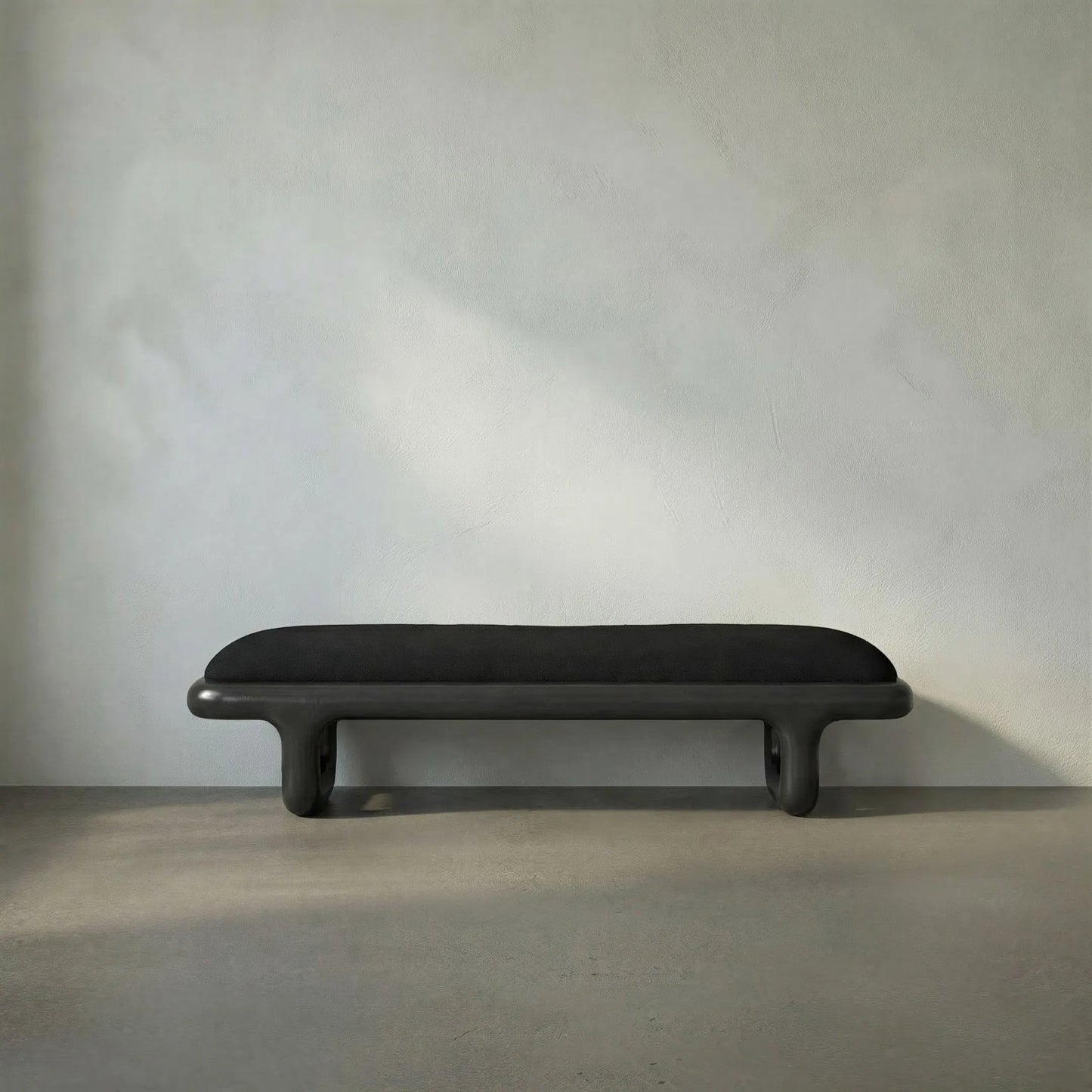 014 SI-1957022 | Lifestyle | Sigmund Bench by Noir in pale. Made from mahogany and black cotton in a modern style.