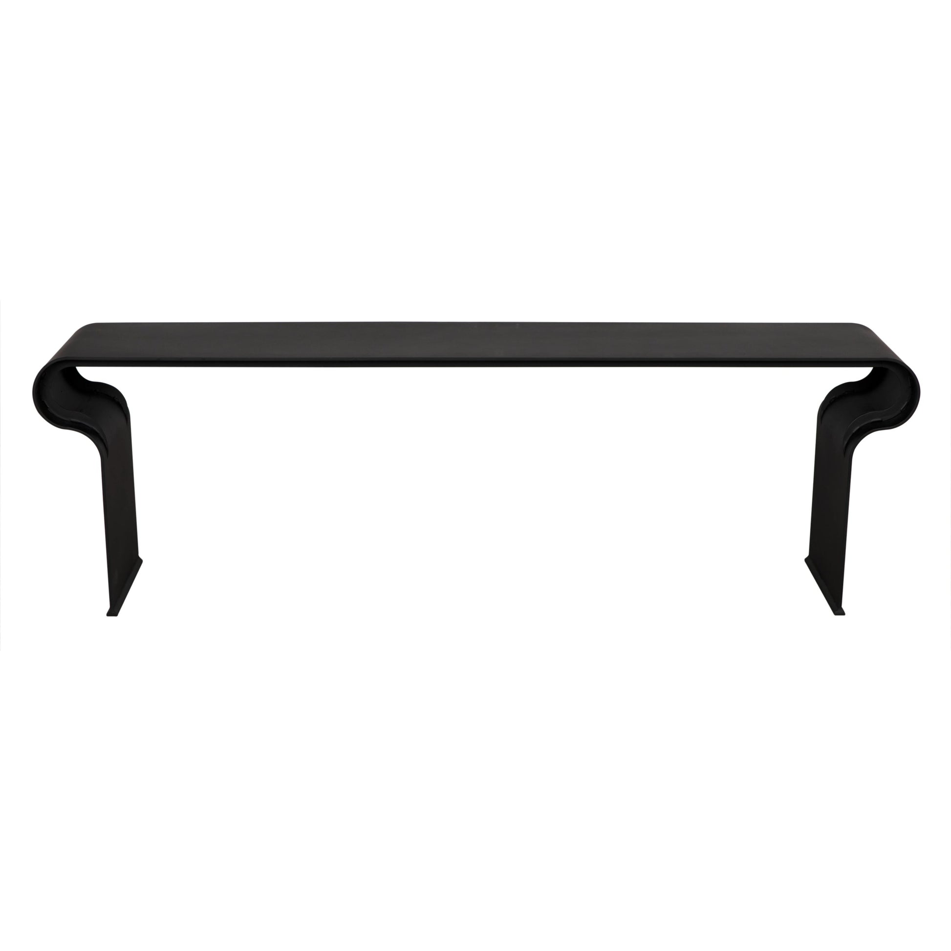 Jabali Bench by Noir in matte black. Made from industrial steel and glass in a modern style.