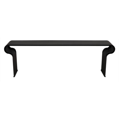 Jabali Bench by Noir in matte black. Made from industrial steel and glass in a modern style.